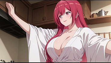 Anak Tiri Pulang Lebih Awal Dan Lihat Istri Bapaknya Masak Pakai Jubah Mini. Kureha Enomoto Cosplay Mesum (buatan Ai).